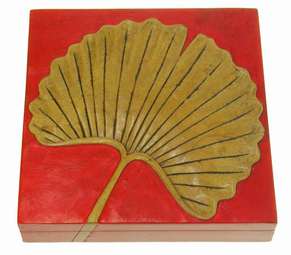 Ginkgo Leaf Soapstone Trinket Decor Box - Niger Bend