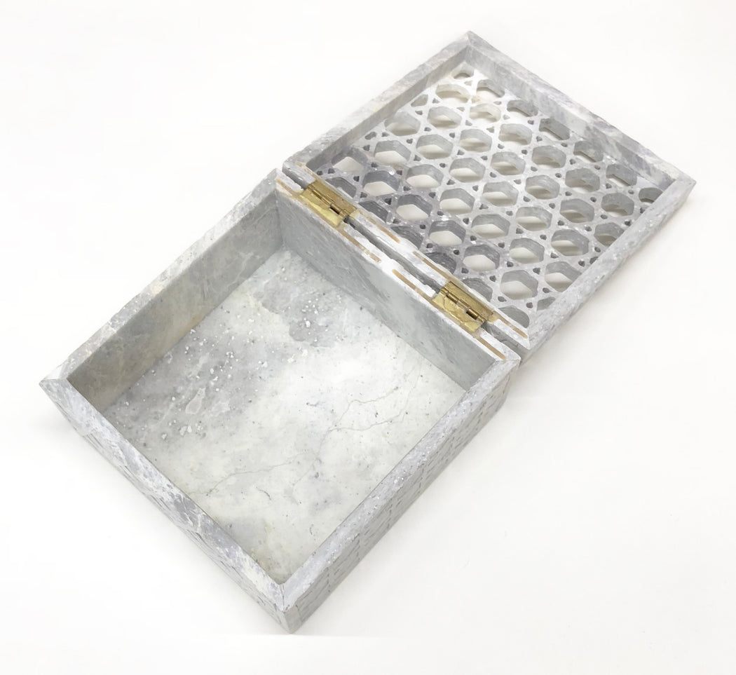 Lattice Design Soapstone Trinket Decor Box - Niger Bend