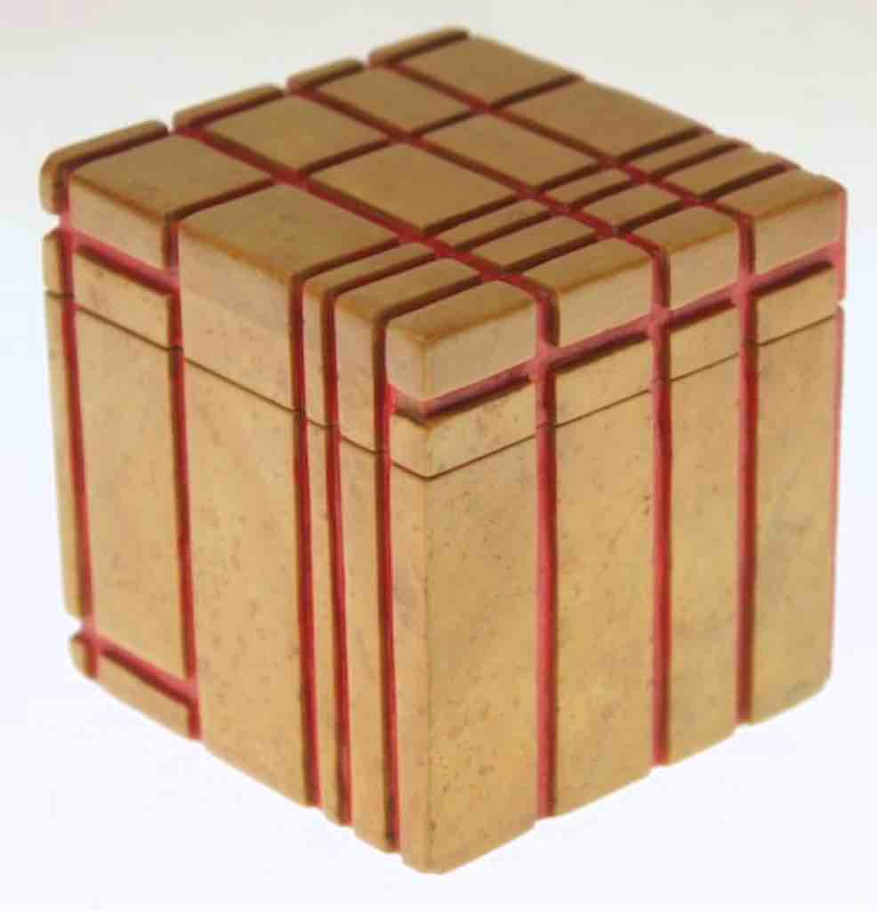 Abstract Crossed Lines - Small Cube Soapstone Trinket Decor Box