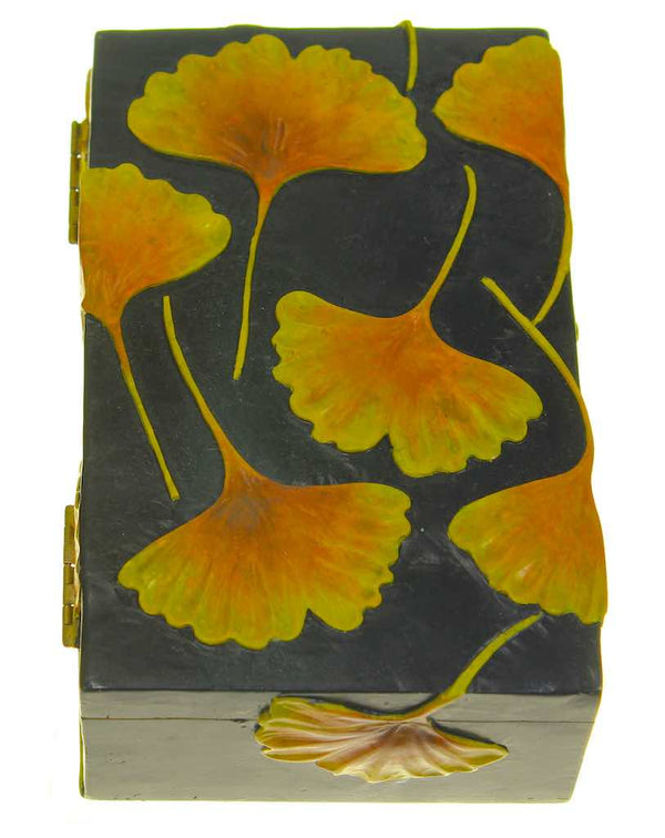 Ginkgo Leaves – Soapstone Trinket Decor Box - Niger Bend