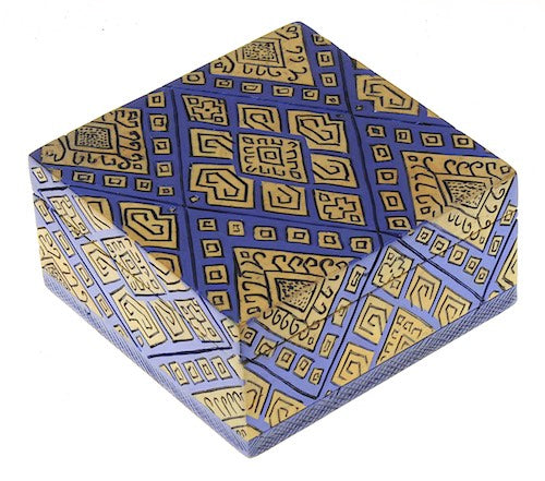 Textile Design - Square Soapstone Trinket Decor Box - 2 shades