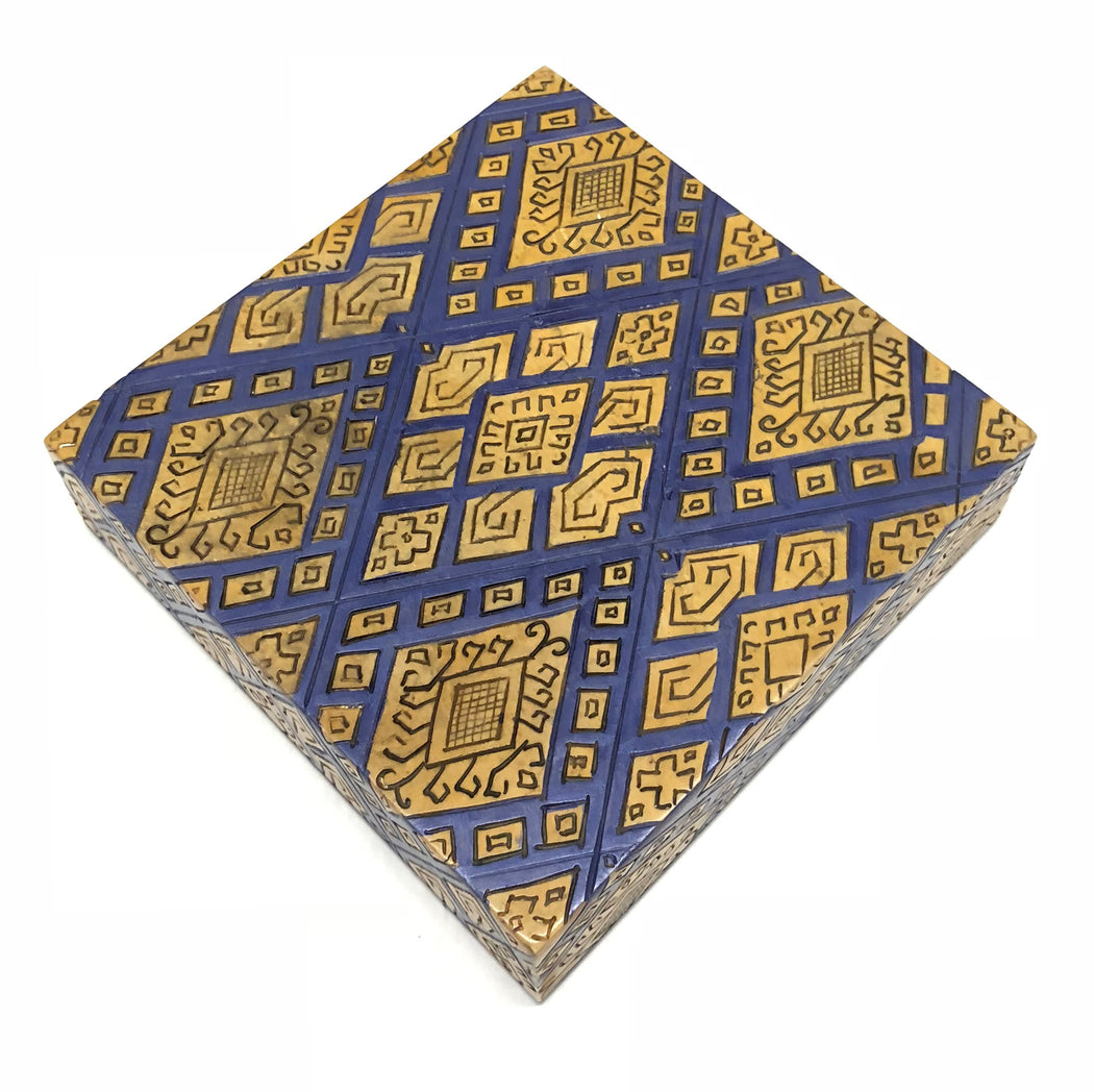 Textile Design - Soapstone Trinket Decor Box - Niger Bend