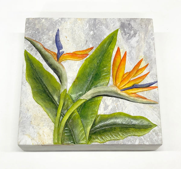 Bird of Paradise Flower - Soapstone Trinket Decor Box - Niger Bend