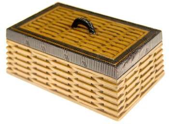 Wicker Weave - Pyramid Shape Soapstone Trinket Decor Lidded Box