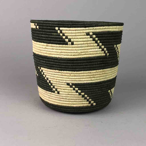 Zigzag design b & w cylinder tightest weave Batwa basket