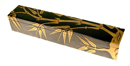 Bamboo Design Long Soapstone Trinket Decor Pencil Box