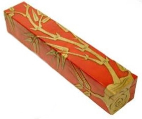 Bamboo Design Long Soapstone Trinket Decor Pencil Box