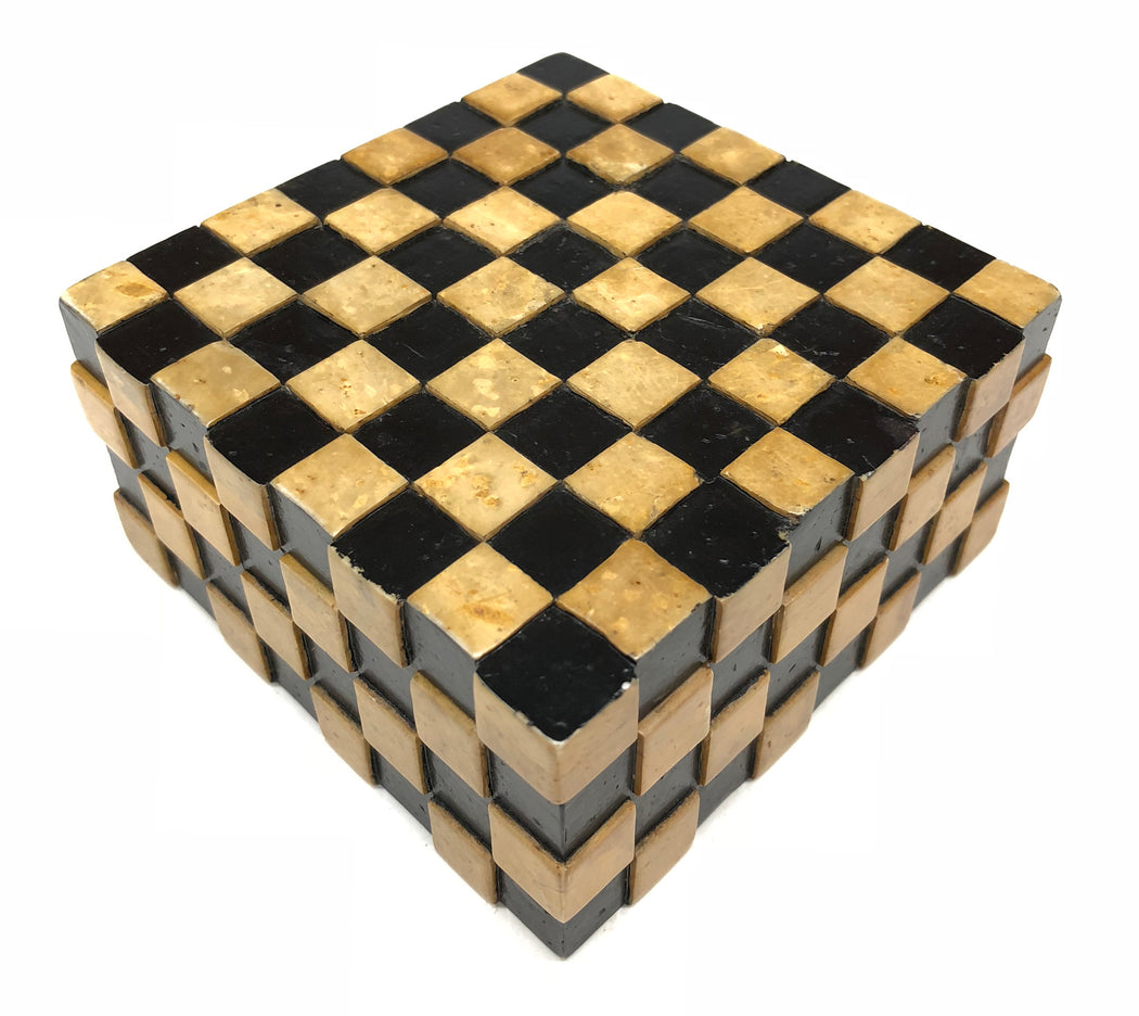 Checkered Soapstone Trinket Decor Box - Niger Bend
