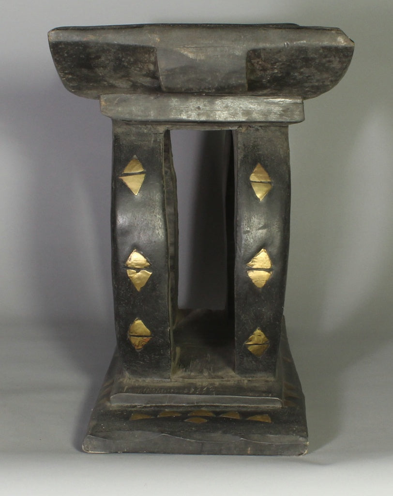 Women’s Asante Painted Stool Encrusted with Brass and Beads