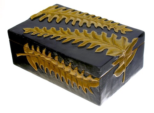Fern Design Rectangular Soapstone Trinket Decor Box