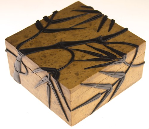 Bamboo Design - Square Soapstone Trinket Decor Box