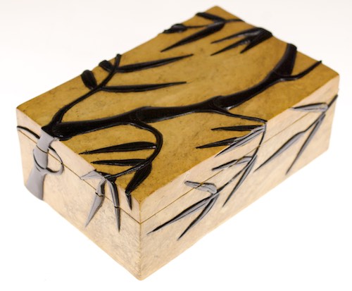 Bamboo Design - Rectangular Soapstone Trinket Decor Box