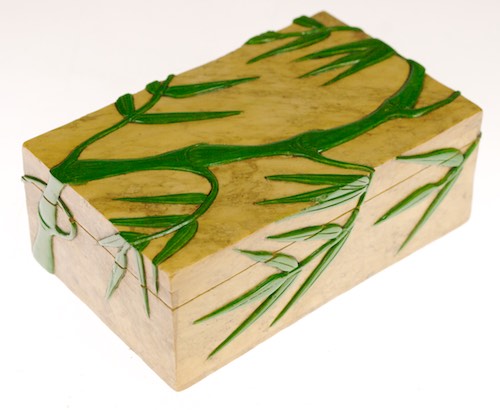 Bamboo Design - Rectangular Soapstone Trinket Decor Box