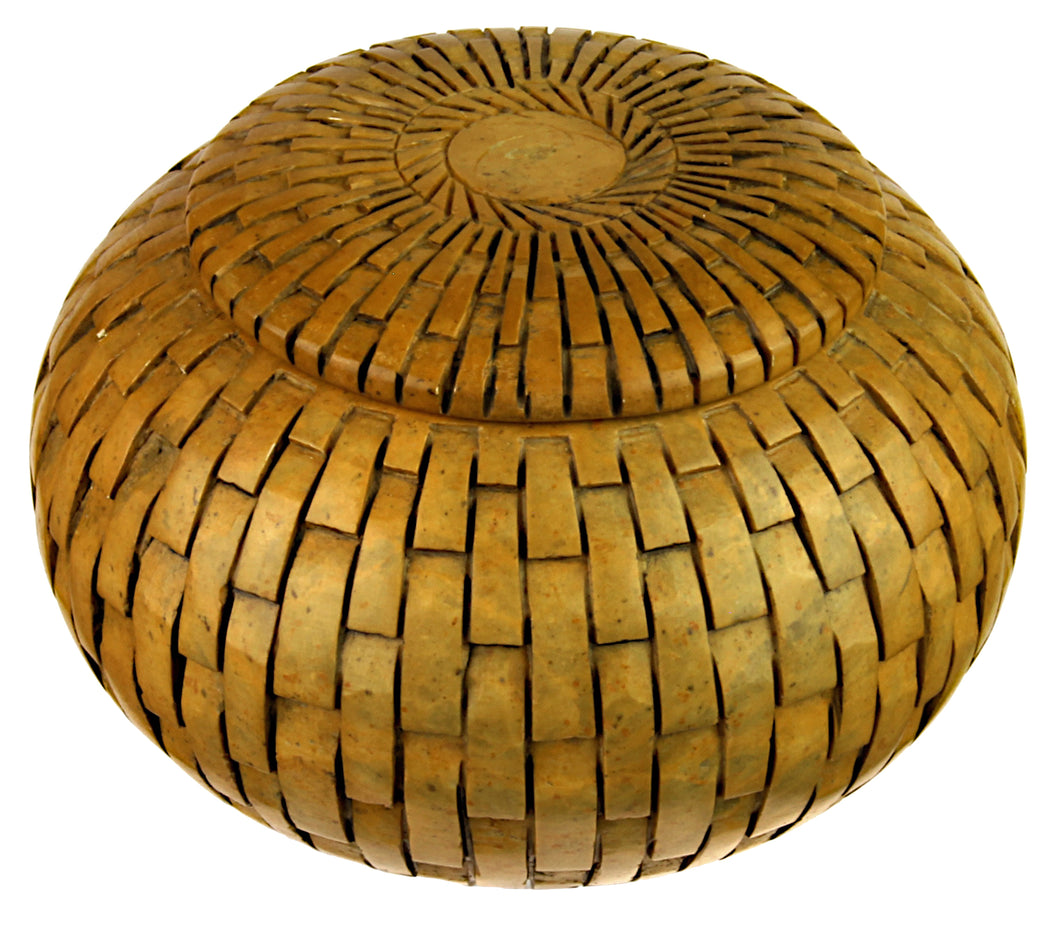 Vertical Wicker Weave Soapstone Trinket Decor Jar with Lid - Niger Bend
