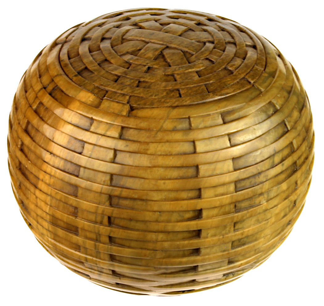 Wicker Weave Soapstone Trinket Decor Jar with Lid - Niger Bend