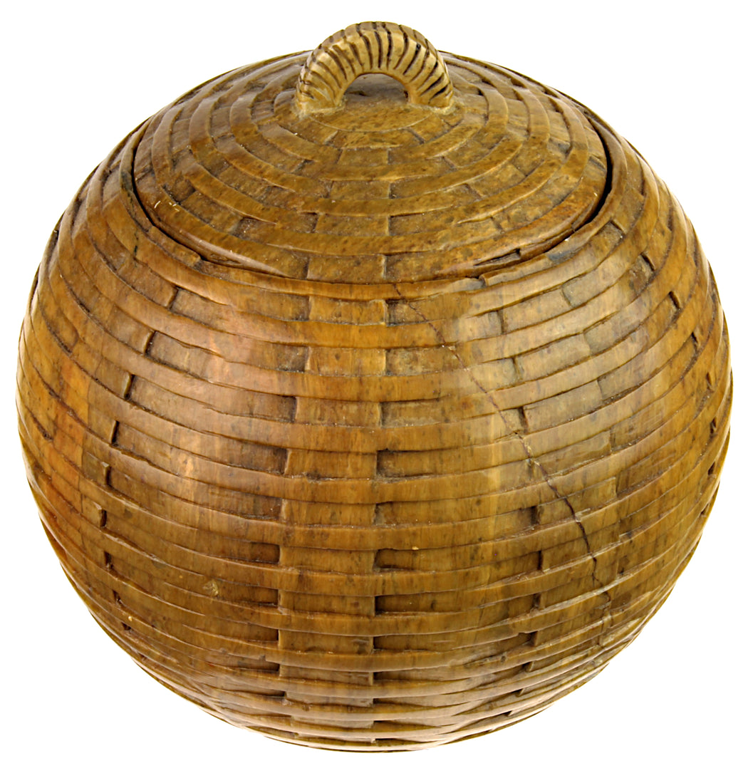 Wicker Weave Soapstone Trinket Decor Jar with Lid - Niger Bend