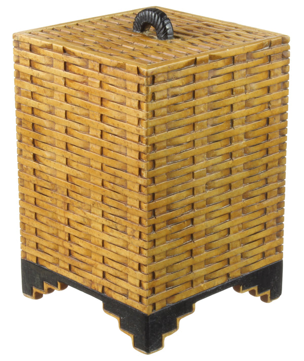 Wicker Weave - Soapstone Trinket Decor Lidded Box - Niger Bend