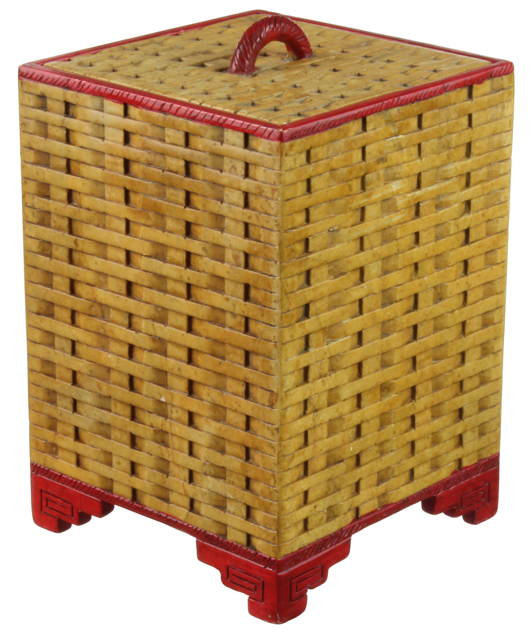 Wicker Weave - Soapstone Trinket Decor Lidded Box - Niger Bend