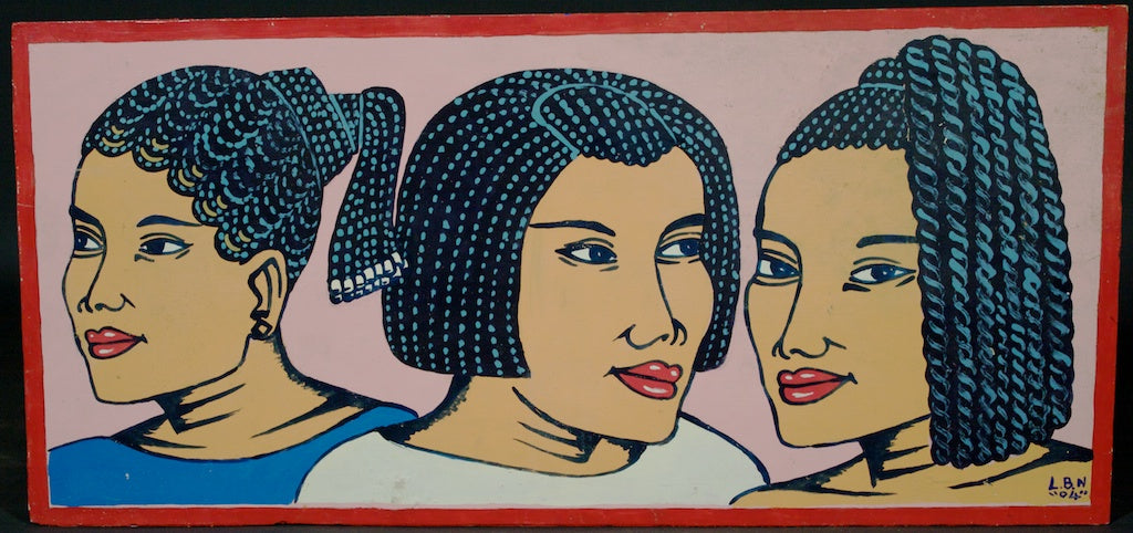 3-Female Head Beauty Salon Sign, 2 Heads Facing Each Other, Plus Another