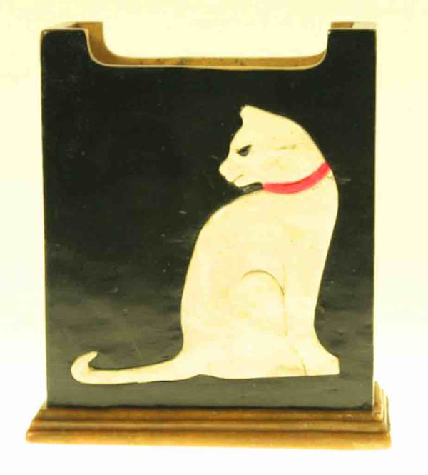 Cat Silhouette Design - Business Card Soapstone Decor Box Vase