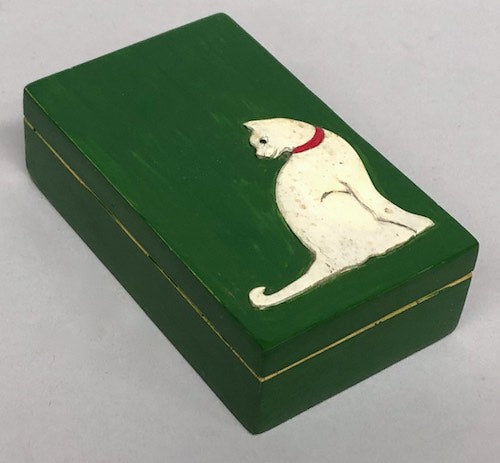 Cat Silhouette Design - Small Rectangle Soapstone Trinket Decor Box