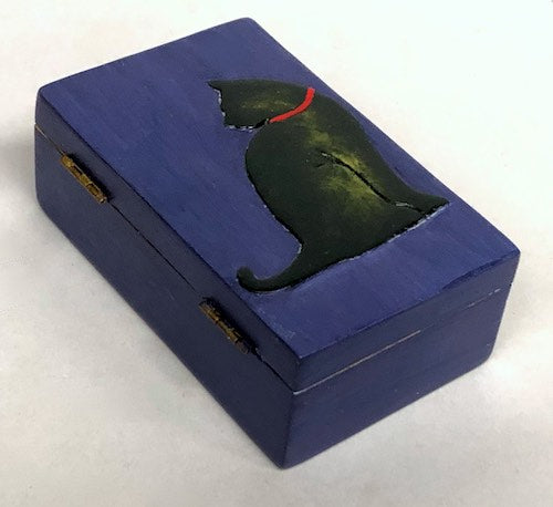 Cat Silhouette Design - Small Rectangle Soapstone Trinket Decor Box