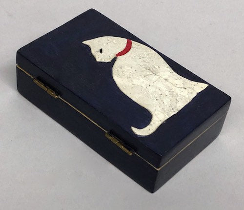 Cat Silhouette Design - Small Rectangle Soapstone Trinket Decor Box