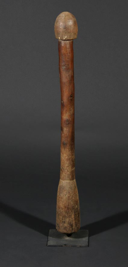 Very Old Used Phallic Motif Pestle, on Base - Ivory Coast