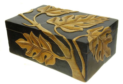 Monstera Leaf Design - Rectangular Soapstone Trinket Decor Box