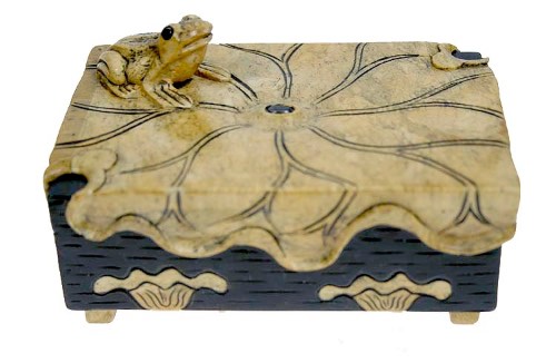 Frog on Lily Pad Design - Drawer Soapstone Trinket Decor Box
