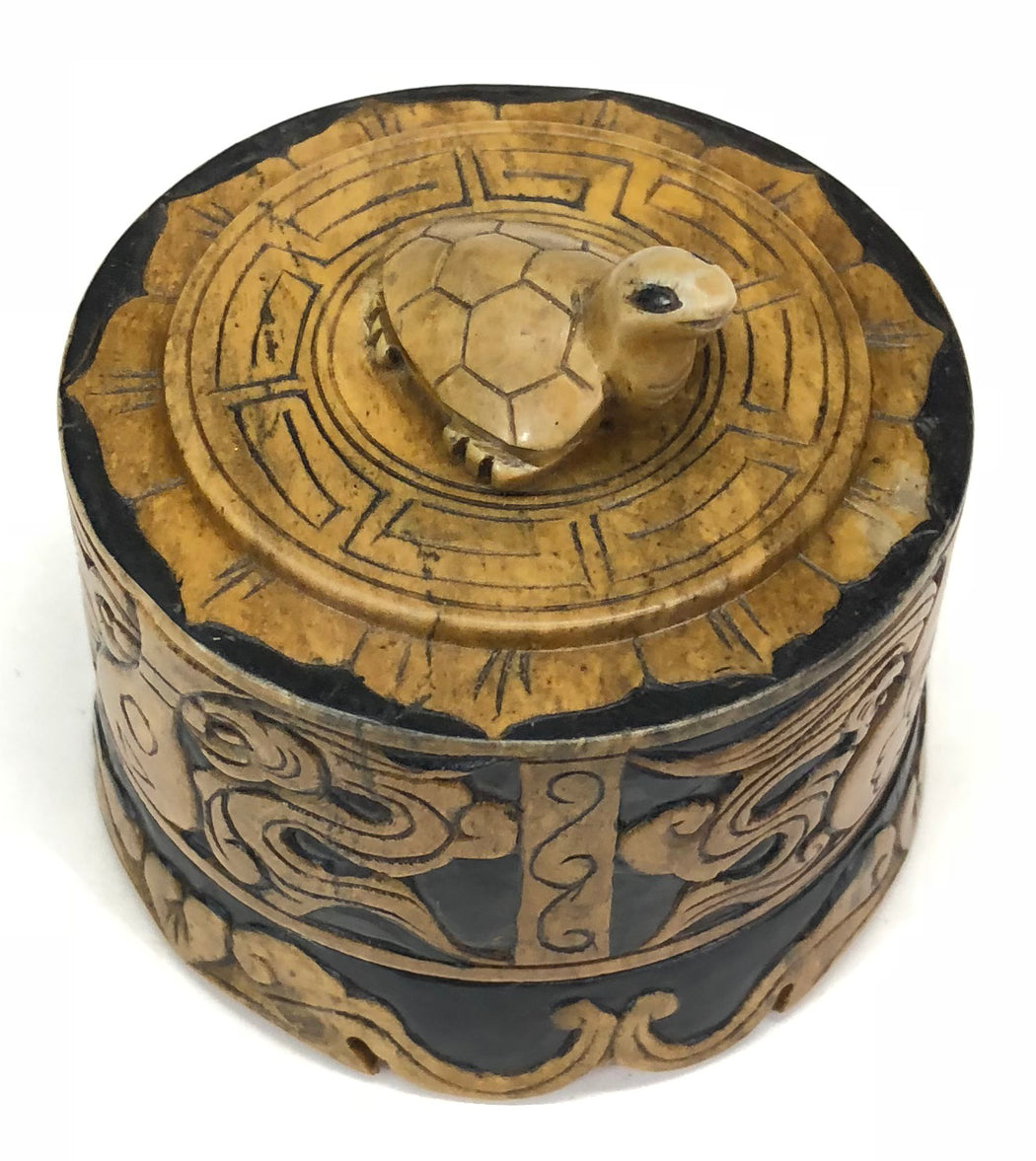 Lidded Turtle Soapstone Trinket Decor Box - Niger Bend