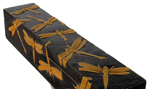 Dragonflies Design - Long Soapstone Trinket Decor Pencil Box