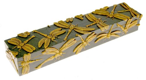 Dragonflies Design - Large Long Soapstone Trinket Decor Pencil Box