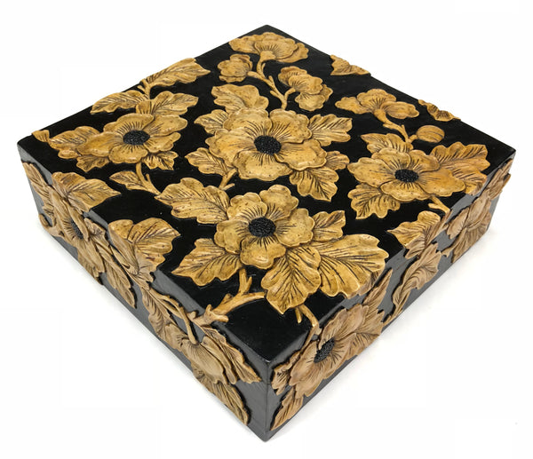 Apricot Flower - Niger Bend Soapstone Trinket Decor Box - Niger Bend