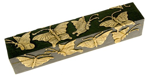 Butterflies Design - Long Soapstone Trinket Decor Pencil Box