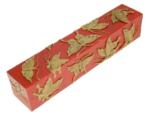 Butterflies Design - Long Soapstone Trinket Decor Pencil Box