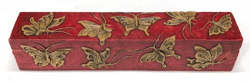 Butterflies Design - Long Soapstone Trinket Decor Pencil Box