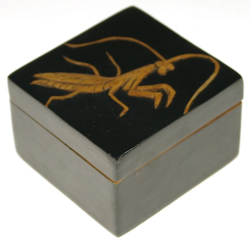 Praying Mantis Design - Small Square Soapstone Trinket Decor Box
