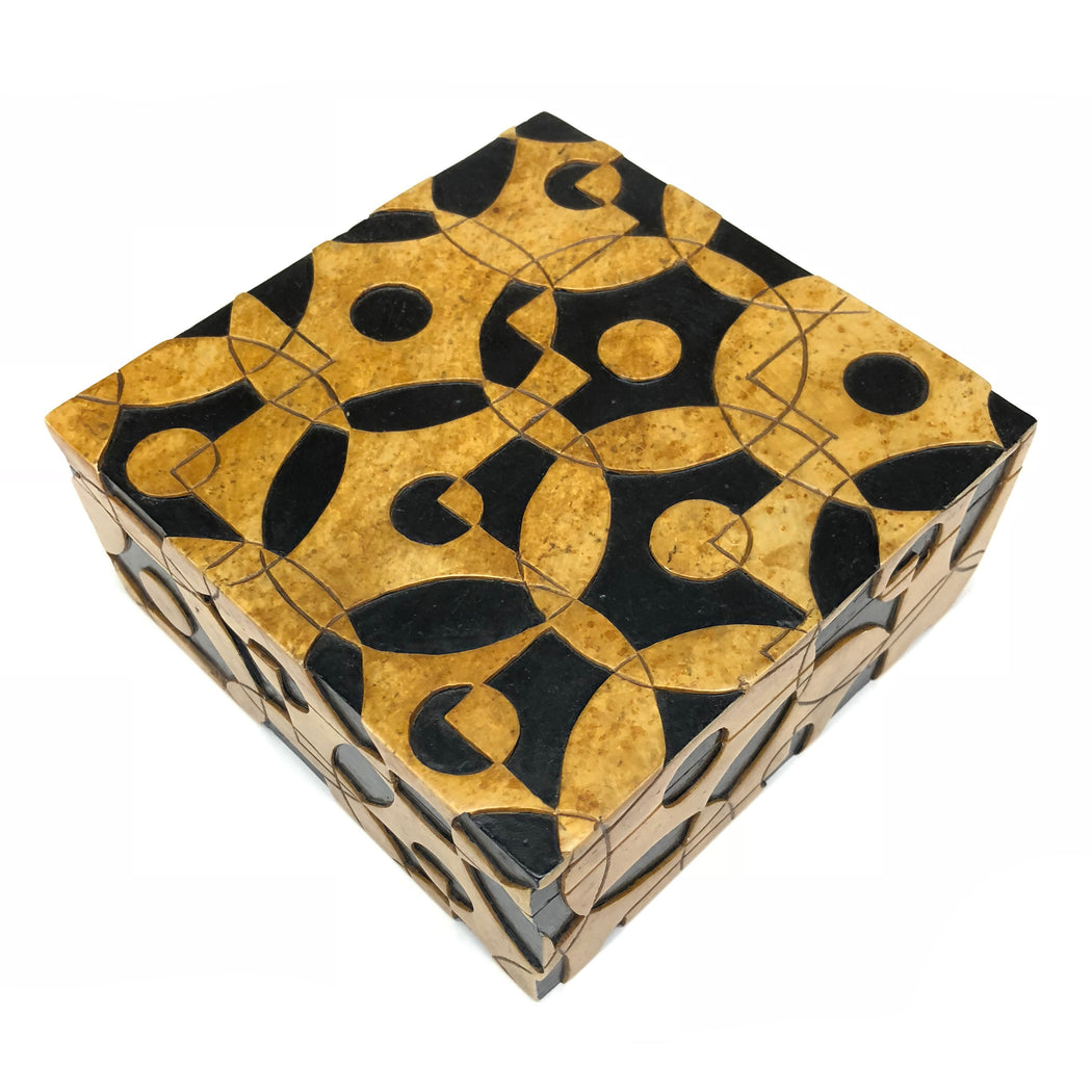 Interlocking Circles Soapstone Trinket Decor Box - Niger Bend