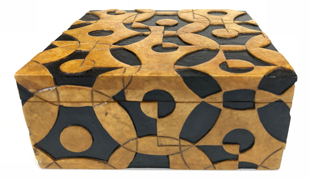 Interlocking Circles Soapstone Trinket Decor Box - Niger Bend
