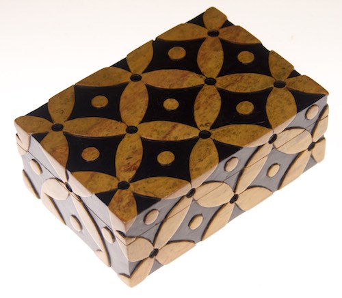 Circles Design - Rectangle Soapstone Trinket Decor Box - 3 colors