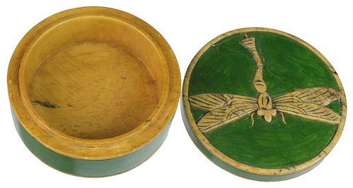 Dragonfly - Round Soapstone Trinket Decor Box - 2 colors