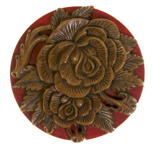 Round Bas Relief Carved Rose Soapstone Trinket Decor Box - 2 colors