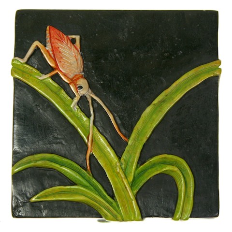Cricket on Leaves Design Small Black Square Soapstone Trinket Decor Box