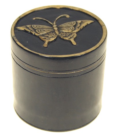 Butterfly top - Small Cylinder Soapstone Trinket Decor Box