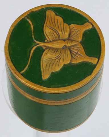 Butterfly top - Small Cylinder Soapstone Trinket Decor Box