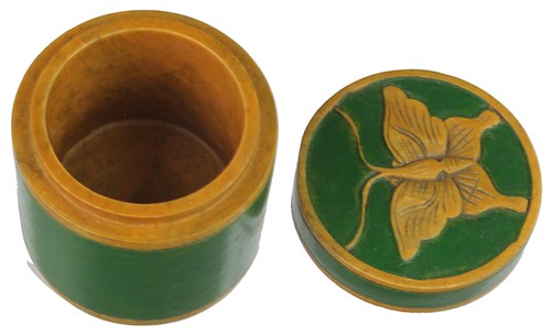 Butterfly top - Small Cylinder Soapstone Trinket Decor Box