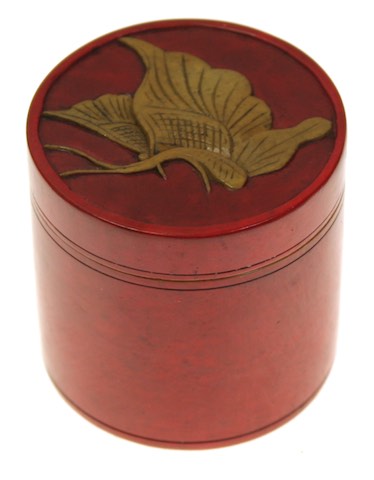 Butterfly top - Small Cylinder Soapstone Trinket Decor Box