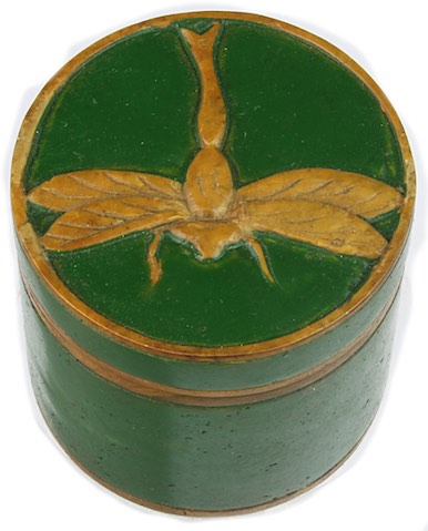 Dragonfly top - Small Cylinder Soapstone Trinket Decor Box