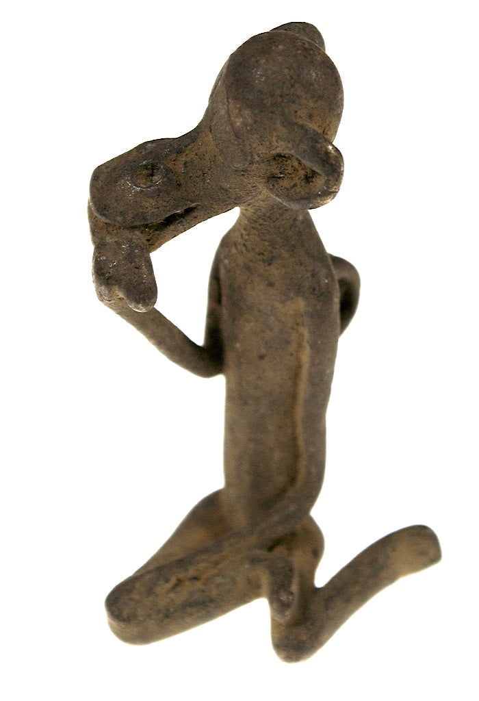 Small brass Baule monkey figure - Ivory Coast
